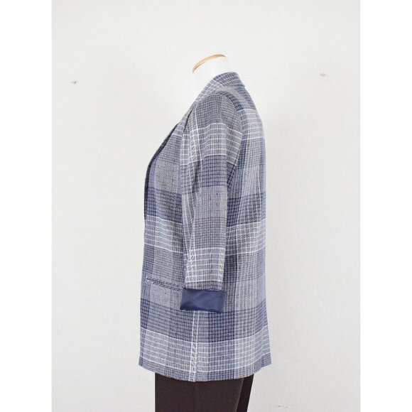 Vintge 90s Blue Plaid Oversized Blazer | size S‎ - Picture 2 of 10
